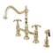 Kingston Brass KS1272TXBS French Country Bridge Kitchen Faucet W/ Brass Sprayer, Brass KS1272TXBS - alternate 1